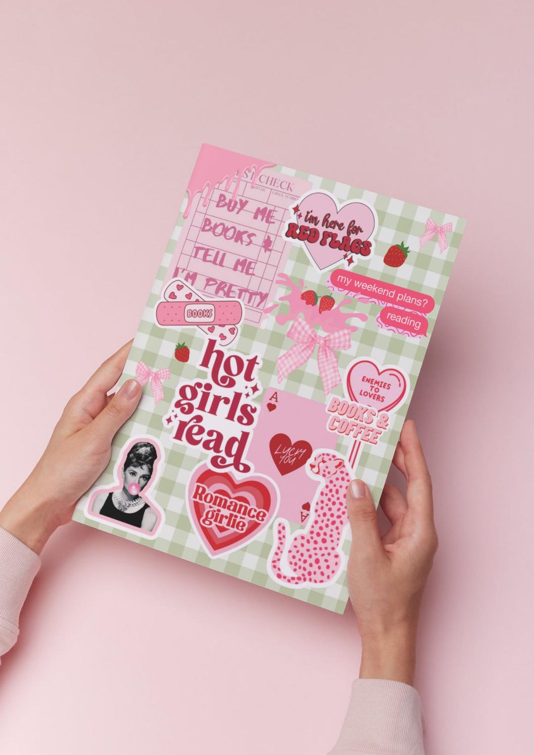 Strawberry Gingham Kindle Insert | Cottagecore Booktok (digital ...