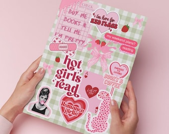 Strawberry Gingham Kindle Insert | Cottagecore Booktok (Digital Download)