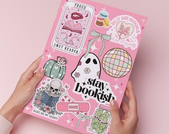 Rosa Bücherwurm Kindle Sticker Druckbare Kindle Insert (Digitaler Download)