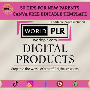50 Tips for New Parents Canva Free Editable Template