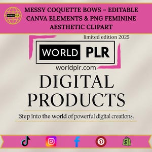 Messy Coquette Bows – Editable Canva Elements & PNG Feminine Aesthetic Clipart
