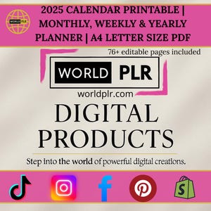 2025 Calendar Printable Monthly, Weekly & Yearly Planner A4 Letter Size PDF