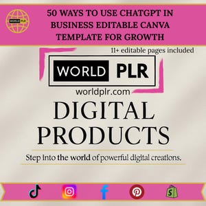 50 Ways to Use ChatGPT in Business Editable Canva Template for Growth