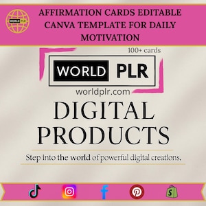 Affirmation Cards Editable Canva Template for Daily Motivation