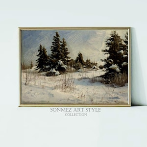 Winter Landscape Printable Art: Rustic Farmhouse Wall Decor (Digital Download)