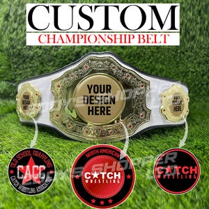 Custom Championship Belt - Personalized Wrestling Belt - Customizable Your Own Logo and Text Award Title -  Custom Sports Award Events Title