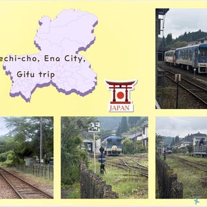 Japan Local Train Photo Set of 4, Retro Akechi Railway