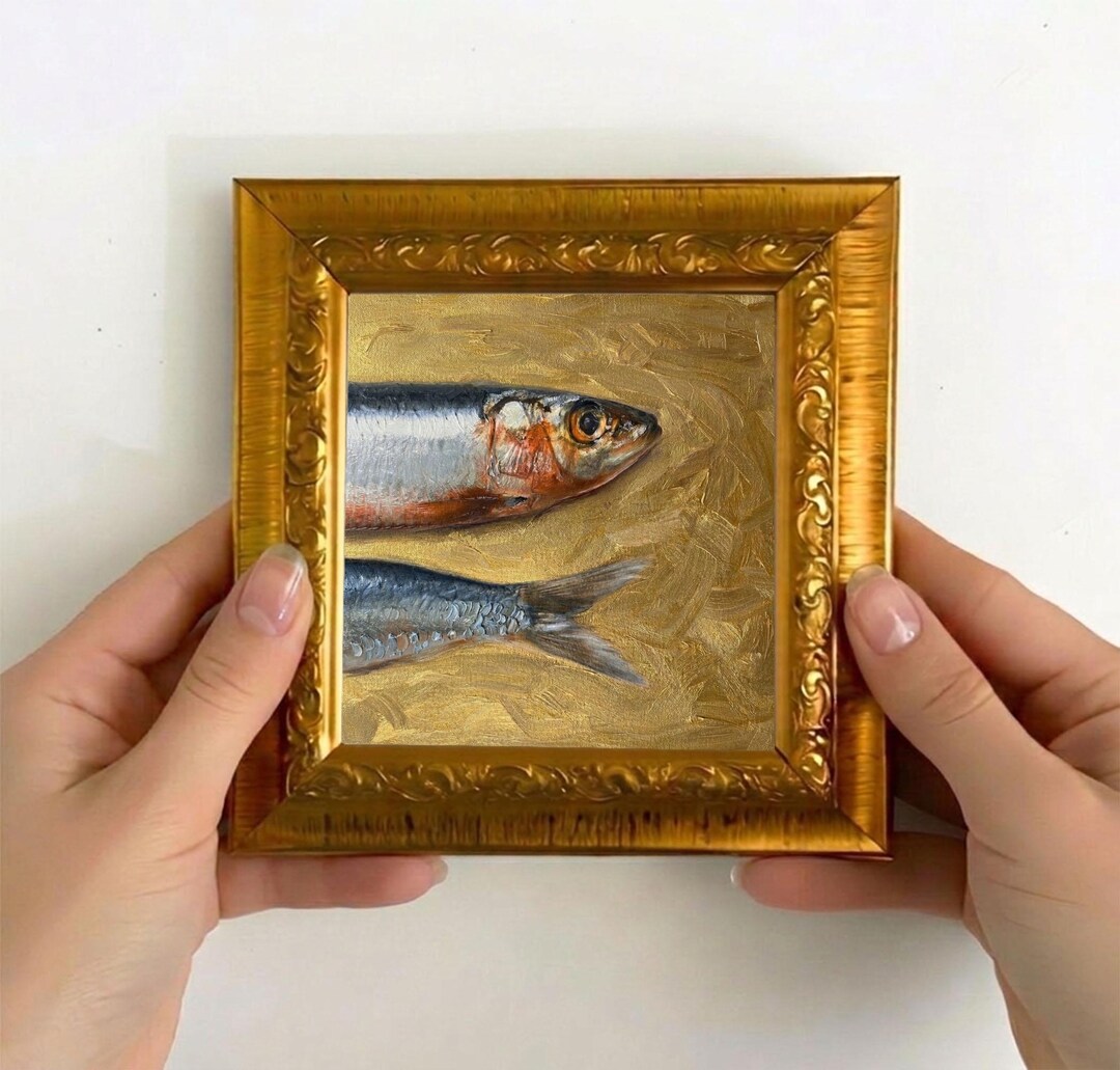 Still Life Reference Fish Fish Still Life Art, Small Framed Painting, Seafood Artwork - Etsy