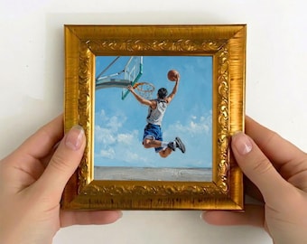 Basketball Dunk Ölgemälde, Sport Dekor, Athlete Artwork