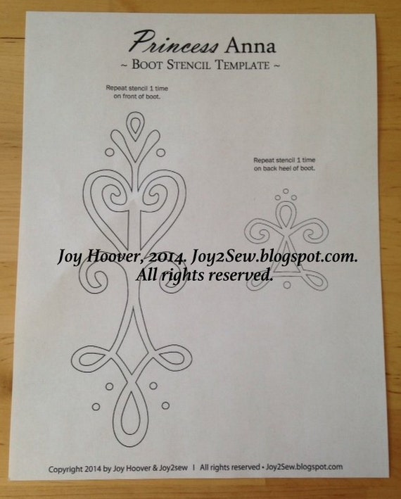 Frozen Princess Anna PDF Boot Stencil | Etsy