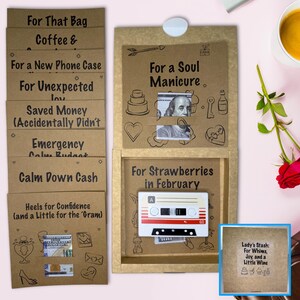 Retro-Voice-Message-Geschenkbox für Sie - 10 Grußkarten, Geldhalter & beschreibbare Audiokassette - handgemachtes personalisiertes Geburtstagsgeschenk
