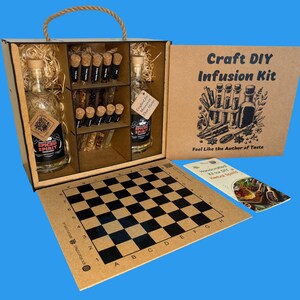DIY Liquor Infusion Kit | Craft Set with 2 Glass Bottles & 10 Natural Ingredients | Homemade Alcohol Infusions Gift