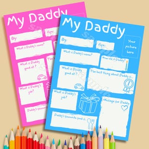Daddy Vatertag / Geburtstagskarte - Personalisierte Fill In Blanks Interview Q&A Andenken Lustig Bester Daddy Kleinkind Kinder DIY Grußkarte