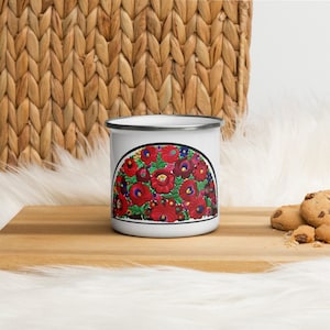 Matyo Flowers Enamel Travel Mug 12oz
