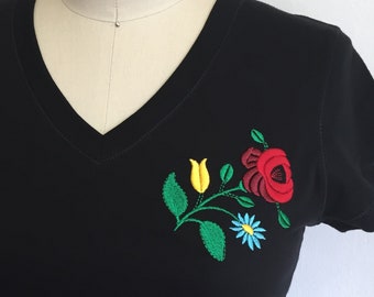 Hungarian, Kalocsa, Embroidered, Tshirt, Gift Item, Ready to Ship, Fitted, and Relaxed, Bella Canvas