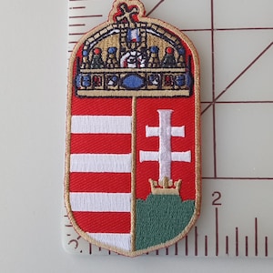 Last ones Left Hungarian Emblem, Coat of Arms, Embroidered Patch, Shield, Holy Crown, Hungary symbol, One Patch
