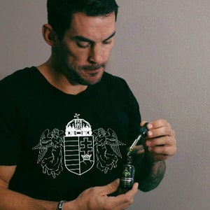 Hungarian Emblem w Angels, Tshirt, Hungarian Emblem, Black Ready to ship, Hungarian, Holy Crown with Angels and Cross