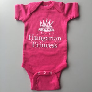 Hungarian, Princess, Bodysuit, Fun, Baby, Clothing, Pink Bodysuit, Hungarian Baby, Newborn, 6M, 12M, 18M
