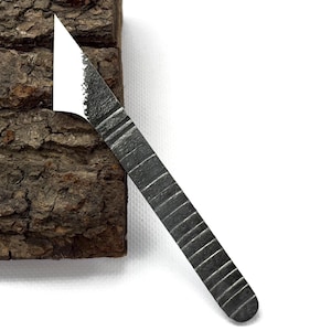 Kiridashi Knife – Hand-Forged 52100 Carbon Steel Utility Knife, All-Steel Design with Leather Sheath, Knife for Wood Carving and Leatherwork