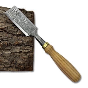 Wood Carving Chisel – Hand-Forged Premium Carbon Steel Blade, Ergonomic Ash Wood Handle, Sharpened Woodworking and Timber Framing Chisel