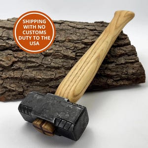 Handgeschmiedeter Schmiedehammer - Premium 52100 Kohlenstoffstahl-Kopf, ergonomischer Eschenholzgriff, professioneller Schmiede- und Formhammer.