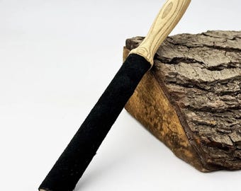 Round Leather Strop for Knife Sharpening, Leather-Covered Sharpening Rod for Hook Knives & Chisel