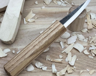 Hand-Forged Sloyd Carving Knife – 52100 Carbon Steel Blade, Ergonomic Ash Handle, Precision Whittling Knife for Figure & Detail Carving.
