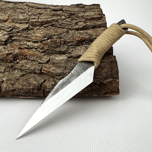 Hand-Forged Throwing Knife – 52100 Carbon Steel, Paracord - Wrapped Handle, Unsharpened Blade for Safe Outdoor Competitions, Sheath Included