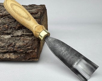 Handgesmede houtsnijguts - 52100 koolstofstalen blad, essenhouten handvat, houtsnijgereedschap voor lepels, houtbewerkingsguts, aangepast formaat.