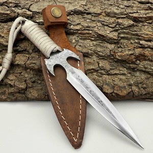 Throwing Knife – Hand-Forged 52100 Carbon Steel Blade, Ergonomic Paracord Handle, Leather Sheath, Outdoor Camping & Beginner Throwing Knife