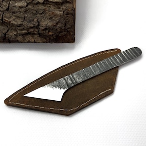 Hand-Forged Kiridashi Knife – 52100 Carbon Steel Utility Knife, All-Steel Design with Sheath, Knife for Woodworking, Carving & Leatherwork.