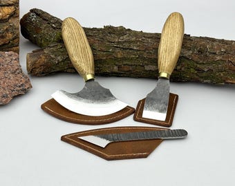 Leatherworking Knives, 52100 Steel Blades, Hand-Forged Tools for Trimming & Skiving