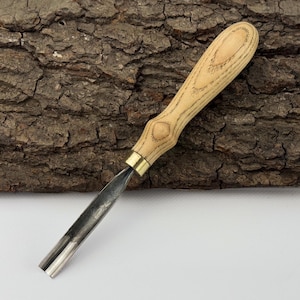 Hand-Forged Wood Carving Tool, Carbon Steel Blade, Ash Handle, Sharp, Ready to Use, Rounded Chisel for Wood Carving, Sculpting, Gift for Him