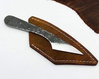 Cuchillo Kiridashi forjado a mano – Hoja y mango de acero al carbono 52100, funda de cuero, herramienta para cortar madera y cuero, cuchillo de marcado japonés.