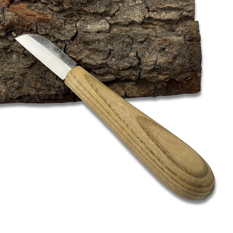Small Wood Carving Knife – Hand-Forged Carbon Steel Blade, Ash Handle, Ready to Use, Whittling Tool, Statue, Spoon Carving, Gift for Carvers image 1
