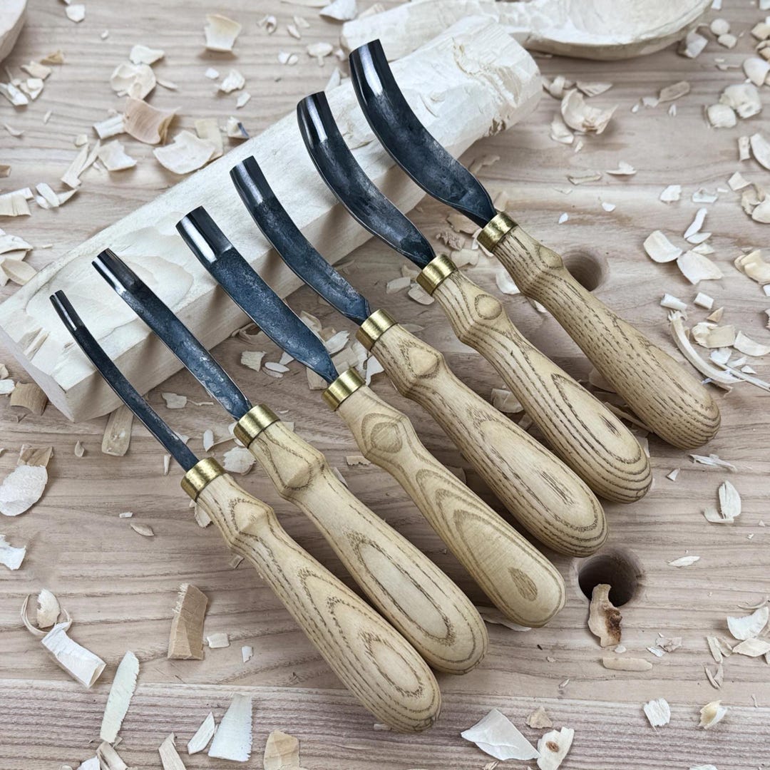 6-piece Hand-forged Bent Gouge Set – 52100 Carbon Steel Blades ...