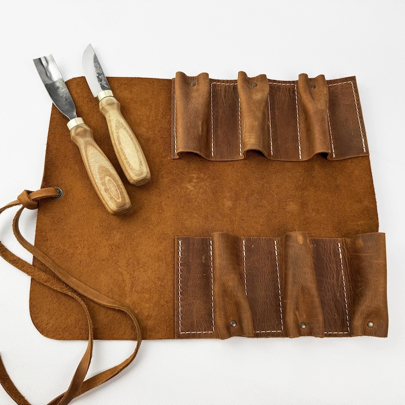 Canvas Tool Roll Bag – Heavy-Duty 12.4" X 11" Organizer For Carving Chisels, Sewing Kits & Artist Supplies, Roll-Up Design With Elastic Straps