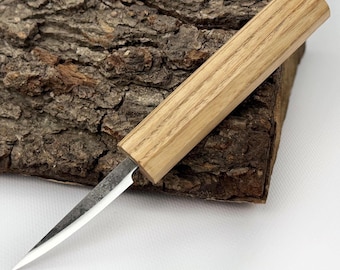 Cuchillo Sloyd forjado a mano – Hoja de acero 52100, mango de fresno, herramienta multiusos para tallar, cucharas y detalles.