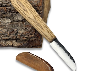Hand-Forged Wood Carving Knife – Carbon Steel Blade, Ash Handle, Ready to Use, Whittling Tool, Figure & Spoon Carving, Gift for Woodworkers