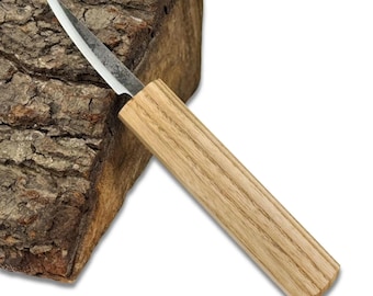 Sloyd Carving Knife – Hand-Forged Carbon Steel Blade, Ash Wood Handle, Fully Sharpened, Compact Utility Carving Knife for Spoons, Bowls.