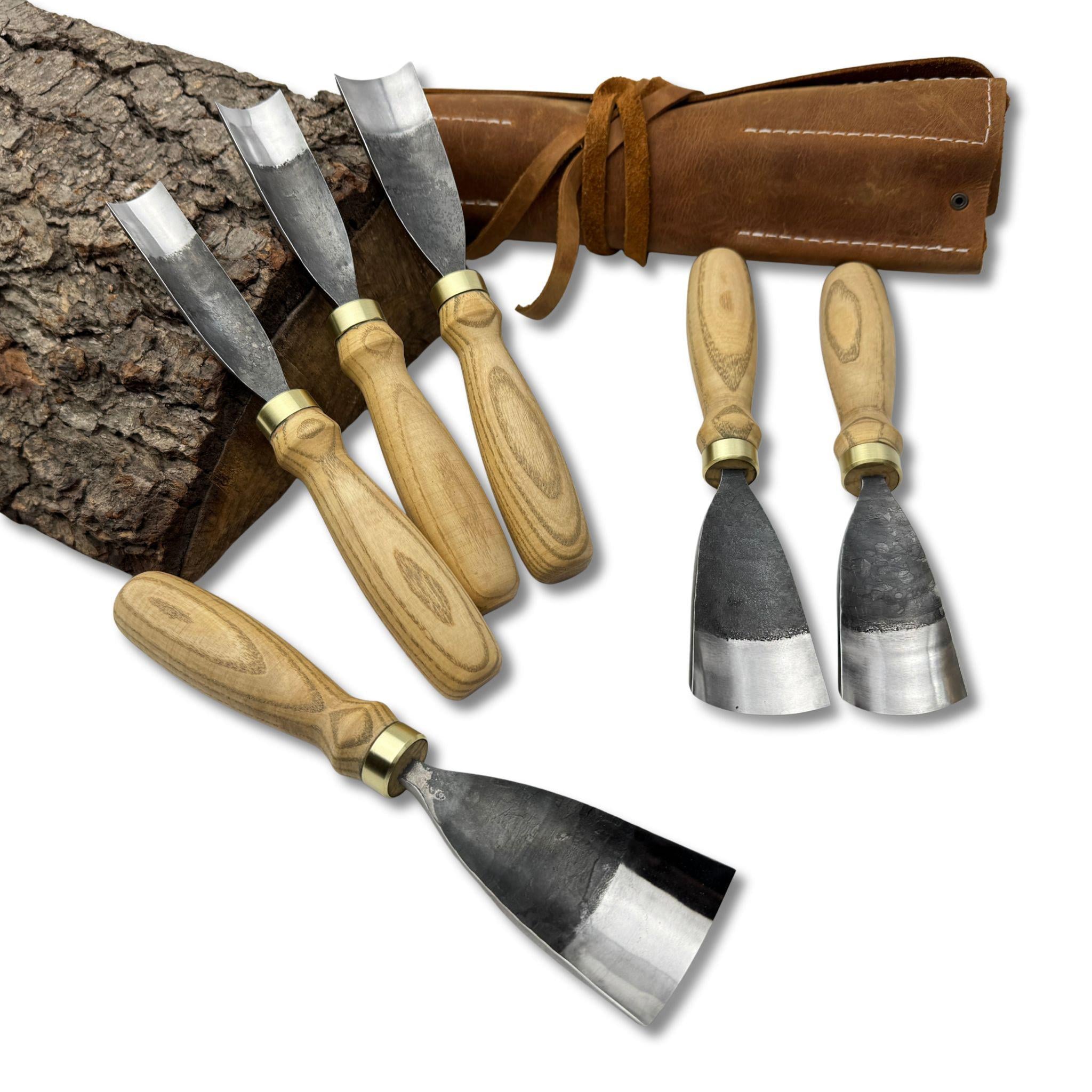 Wood Carving Gouges – Hand-forged Carbon Steel Blades, Ergonomic Ash ...