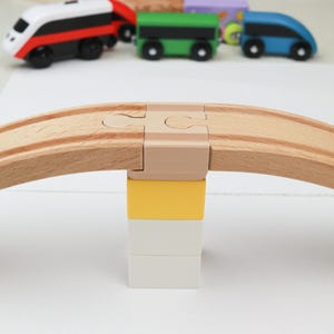 Wooden Train Track to LEGO DUPLO Adapter – Compatible with BRIO, Thomas, Melissa & Doug – Bridge Support Connector