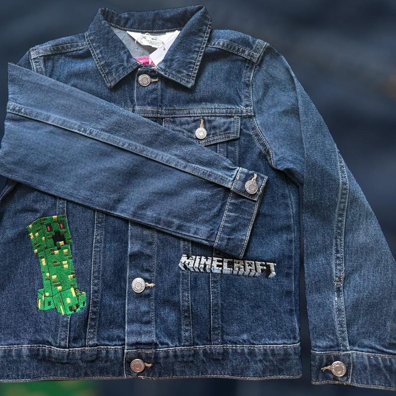 Personalised Minecraft denim jacket image 5
