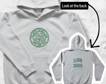 Personalised Celtic Hoodie | Embroidered Celtic FC Badge Hoodie | Custom Name & Number Football Hoodie | Celtic FC Fan Gift | Celtic FC