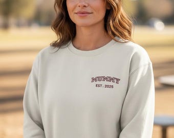Embroidered EST MAMA or MUMMY jumper with personalised year & names