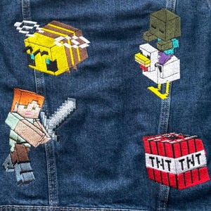 Personalised Minecraft denim jacket image 4