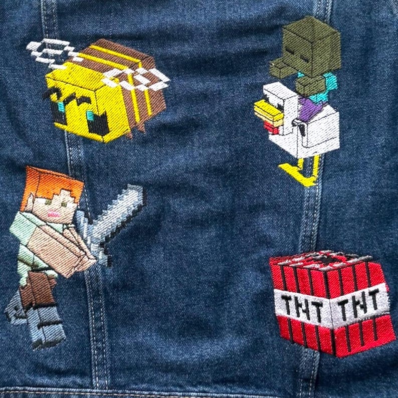 Personalised Minecraft denim jacket image 4