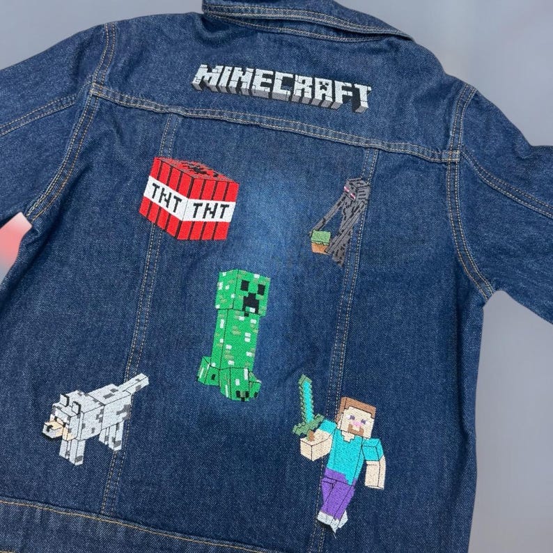 Personalised Minecraft denim jacket image 2