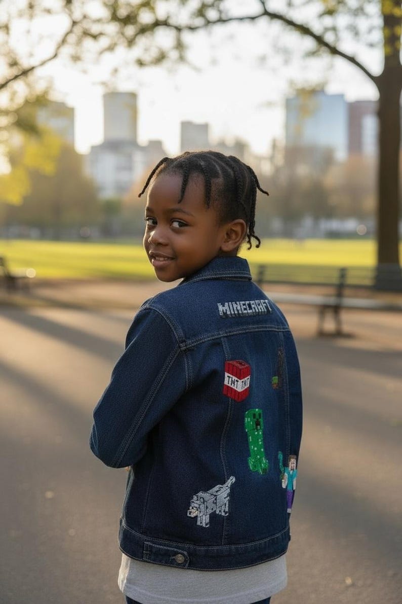 Personalised Minecraft denim jacket image 1