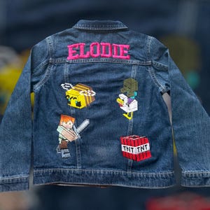 Personalised Minecraft denim jacket image 3